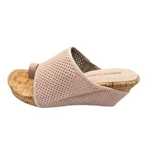 Donald Pliner Gyer Wedge Sandals Sz 7.5 Nude Blush Raffia Cork Platform